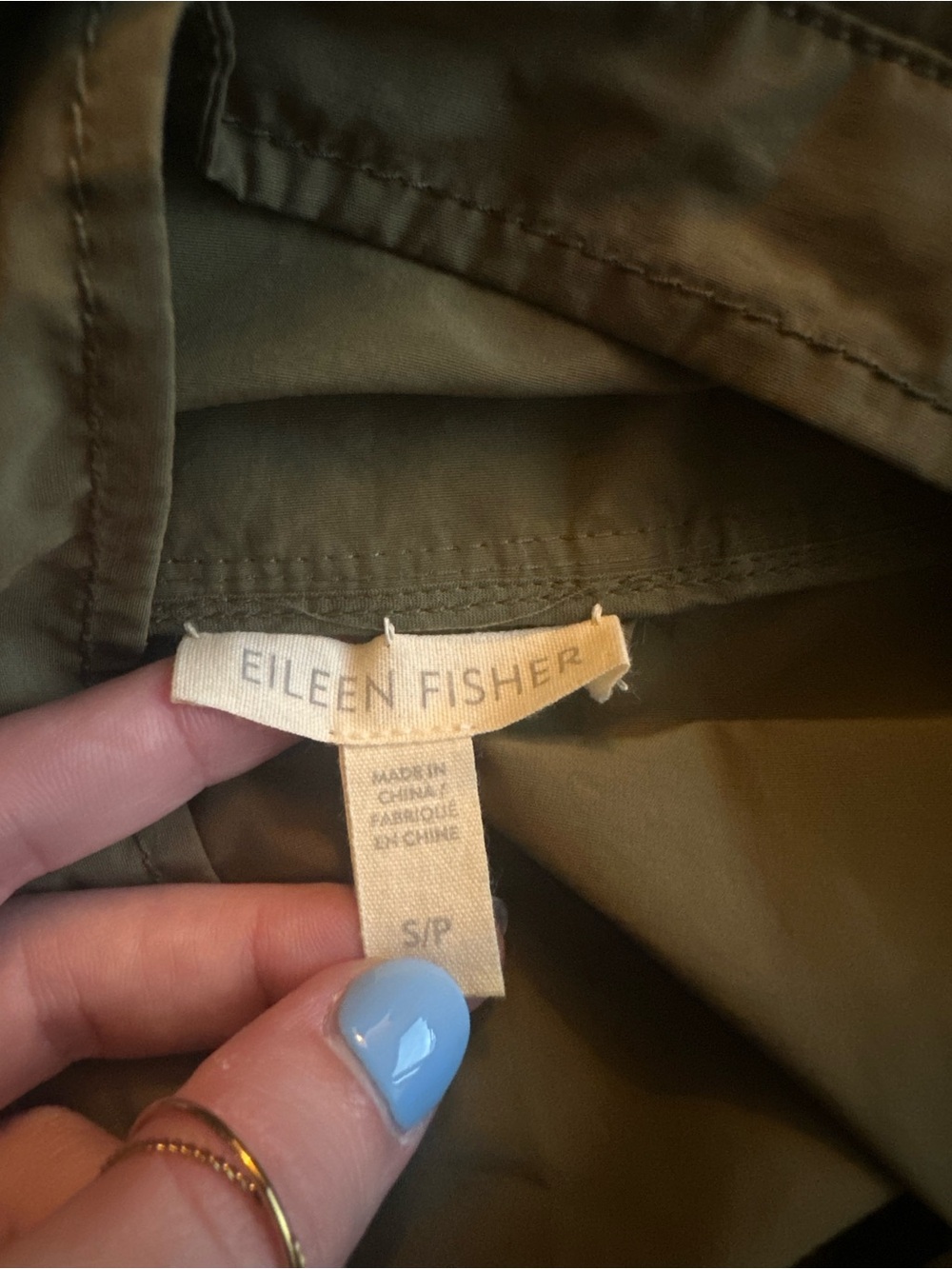 Eileen Fisher organic cotton nylon outerwear army green olive jacket size small - Picture 6 of 8